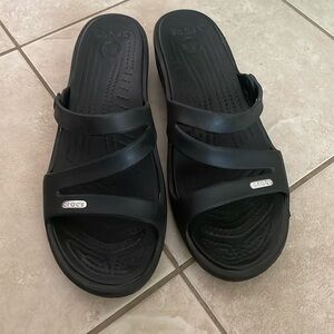 CROCS Black Women's Wedge Slide Sandals